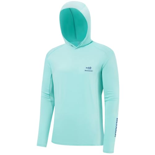Bassdash Herren UPF 50+ Kordelzug Angeln Hoodie Shirts UV-Sonnenschutz Langarm Outdoor Wandern Hooded T-Shirts FS33M von Bassdash