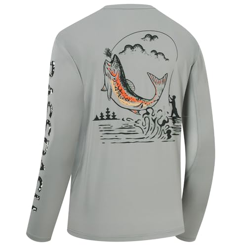 Bassdash Herren UPF 50+ UV Sonnenschutz Langarmshirt Grafik Angel Langarm T-Shirt Feuchtigkeitsableitendem von Bassdash