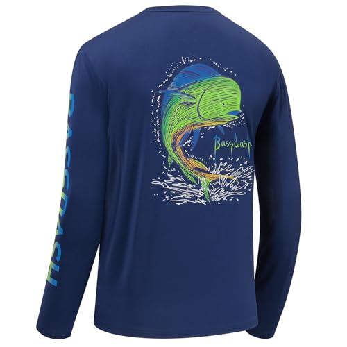 Bassdash Herren UPF 50+ UV Sonnenschutz Langarmshirt Grafik Angel Langarm T-Shirt Feuchtigkeitsableitendem von Bassdash