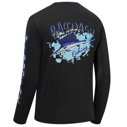 Bassdash Herren UPF 50+ UV Sonnenschutz Langarmshirt Grafik Angel Langarm T-Shirt Feuchtigkeitsableitendem von Bassdash