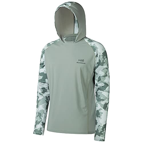 Bassdash Herren UPF 50 Sonnenschutz UV-Schutz Kapuzenpullover Funktion Hoodie Langarm Angeln Shirt Camo,Klein,Aschgrau/Braun&Grün Tarnung von Bassdash