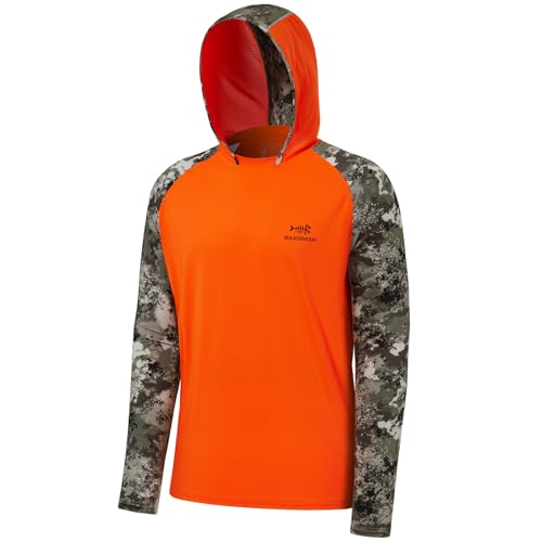Bassdash Herren UPF 50 Sonnenschutz UV-Schutz Kapuzenpullover Funktion Hoodie Langarm Angeln Shirt Camo von Bassdash