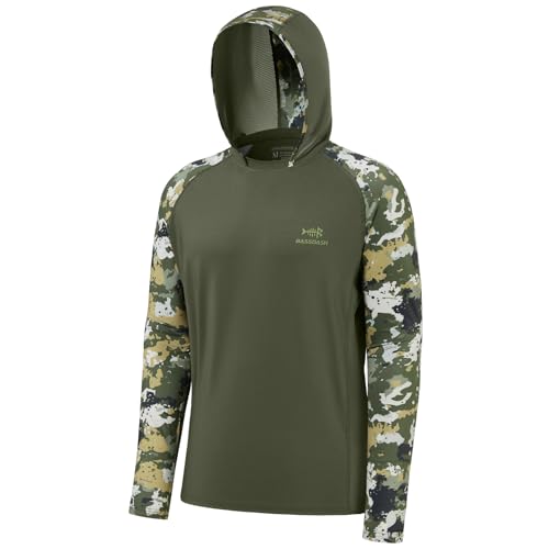 Bassdash Herren UPF 50 Sonnenschutz UV-Schutz Kapuzenpullover Funktion Hoodie Langarm Angeln Shirt Camo von Bassdash