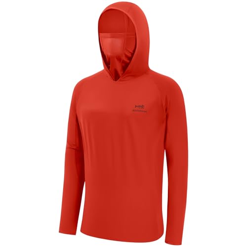 Bassdash UPF 50+ Herren T-Shirt Langarm Angelhemd mit Maske UV Schutz Neck Gaiter Hoodie mit Daumenloch von Bassdash