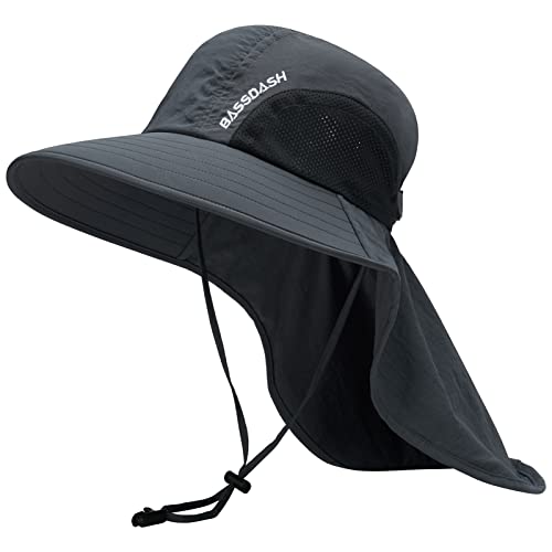 Bassdash Unisex Sonnenhut UPF 50+ Angelhut wasserabweisend breite Kremp mit großem Nackenschutz Pferdeschwanz Herren Damen von Bassdash