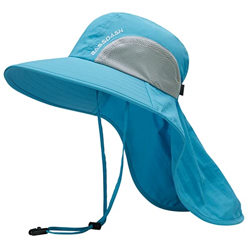 Bassdash Unisex Sonnenhut UPF 50+ Angelhut wasserabweisend breite Kremp mit großem Nackenschutz Pferdeschwanz Herren Damen von Bassdash