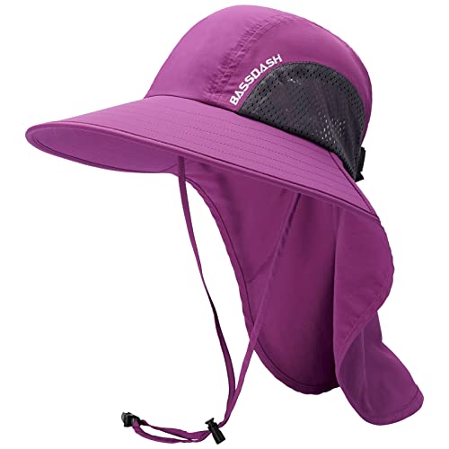 Bassdash Unisex Sonnenhut UPF 50+ Angelhut wasserabweisend breite Kremp mit großem Nackenschutz Pferdeschwanz Herren Damen von Bassdash