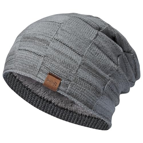 Bassdash WinterMütze warme Strickmütze Slouchy Beanies mit Fleece gefütterte Skullcap Damen Herren von Bassdash