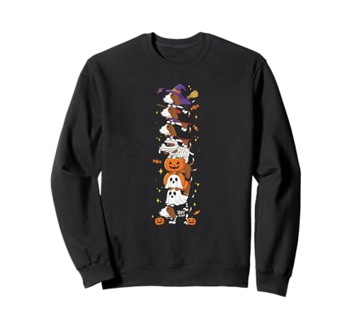 Basset Hound Hexe Vampir Geist Halloween Kinder Herren Damen Sweatshirt von Basset Hound Dog Halloween Skeleton Mummy Outfits