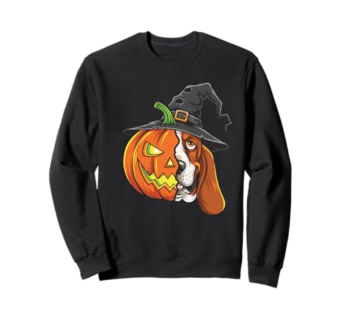 Basset Hound Kürbis Jack O Laterne Halloween Herren Damen Sweatshirt von Basset Hound Dog Lovers Halloween Pumpkin Outfits