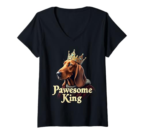 Damen Lustige Pawesome Basset Hound King Dog Art T-Shirt mit V-Ausschnitt Damen Lustige Pawesome Basset Hound King Dog Art T-Shirt mit V-Ausschnitt von Basset Hound Fun Designs