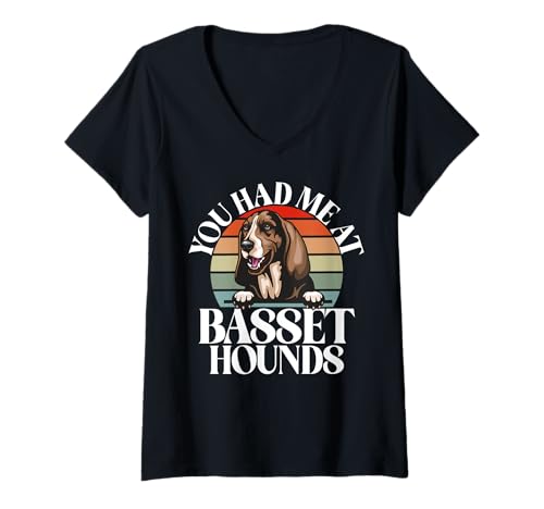Damen Du hattest Mich bei Basset Hounds T-Shirt mit V-Ausschnitt von Basset Hound Gifts