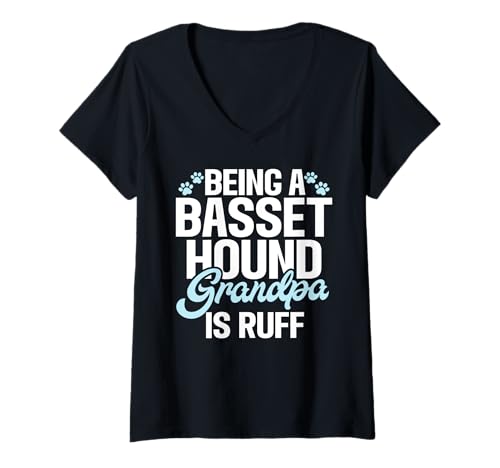 Damen EIN Basset Hound Sein Opa ist EIN Ruff Basset Hound T-Shirt mit V-Ausschnitt von Basset Hound Gifts