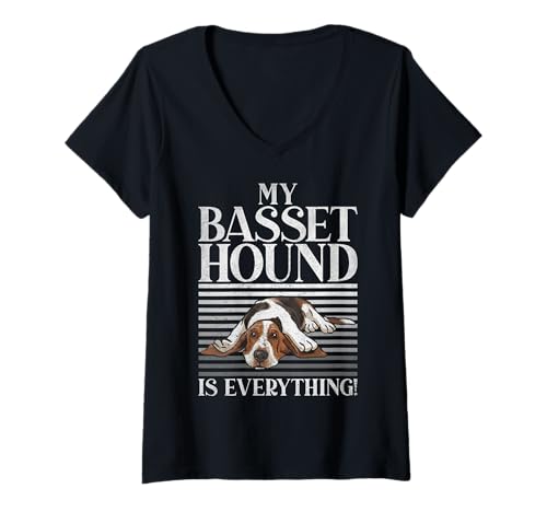 Damen Mein Basset Hound ist Alles Basset Hound T-Shirt mit V-Ausschnitt von Basset Hound Gifts
