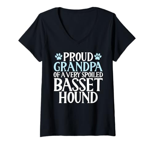 Damen Stolzer Opa eines sehr verwöhnten Basset Hound T-Shirt mit V-Ausschnitt von Basset Hound Gifts