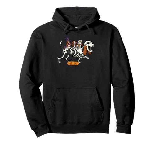 Basset Hound Skelett Mama Hexe Halloween Kinder Herren Damen Pullover Hoodie von Basset Hound Lover Cute Halloween Outfits Boy Girl
