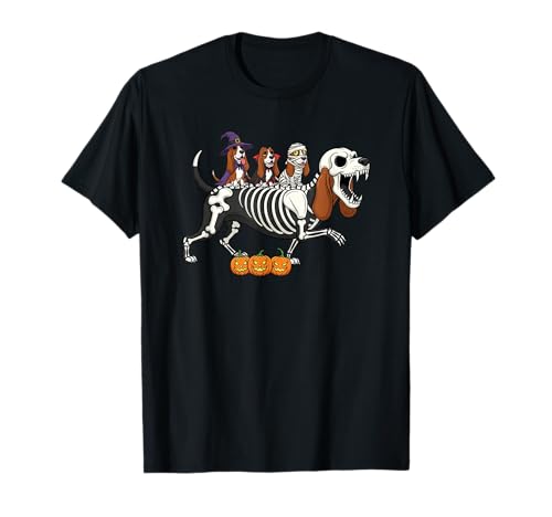 Basset Hound Skelett Mama Hexe Halloween Kinder Herren Damen T-Shirt von Basset Hound Lover Cute Halloween Outfits Boy Girl