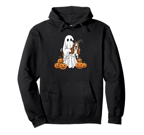 Lustiger Geist Basset Hound Kürbis Halloween Kid Herren Damen Pullover Hoodie von Basset Hound Lovers Halloween Outfits for Boy Girl