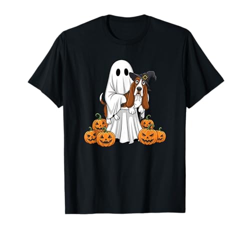 Lustiger Geist Basset Hound Kürbis Halloween Kid Herren Damen T-Shirt von Basset Hound Lovers Halloween Outfits for Boy Girl