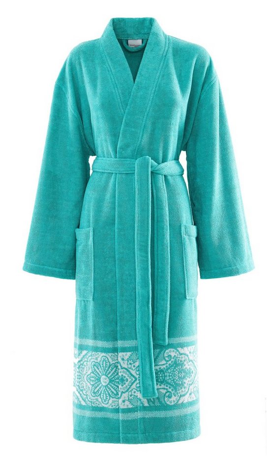 Bassetti Bademantel MARECHIARO, midi, Baumwolle, ohne Kapuze, Gürtel, aus flauschiger Baumwolle mit geometrischem Muster von Bassetti