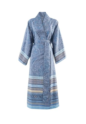 Bassetti MASER Kimono, aus 100% Baumwollsatin, in der Farbe Azurblau B1, Größe: S-M - 9325971 von Bassetti