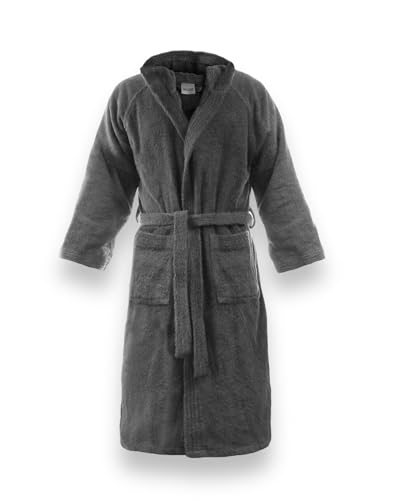 Bassetti Time Bademantel Frottee mit Kapuze Herren Damen 360 g/m², grau, XXL von Bassetti