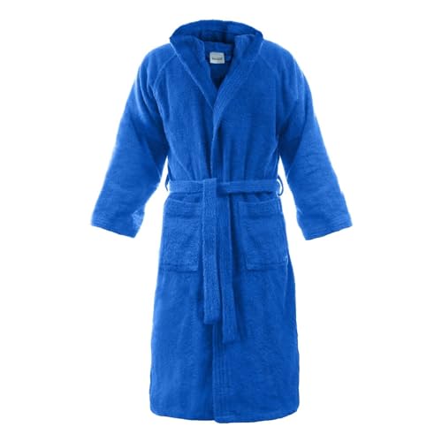 Bassetti Time Bademantel mit Kapuze, Unisex, erhältlich in den Größen S, M, L, XL, XXL, Material: Mikrofrottee aus 100 % Baumwolle, 360 g/m² M - 46 / 48 AZZURRO - 1365 von Bassetti