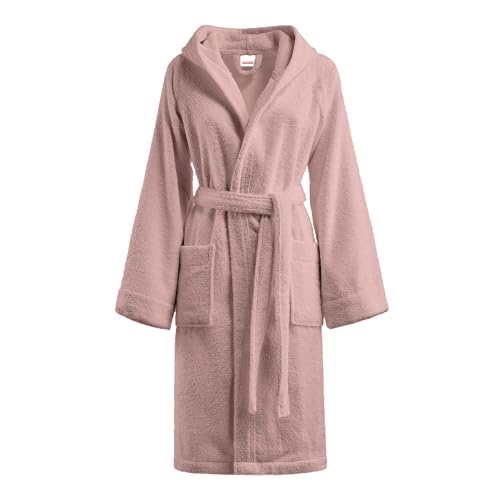 Bassetti Weicher Bademantel 400 g mit Kapuze aus 100% Baumwolle für Herren und Damen, Frottee, Übergröße – Italien entworfen – Kollektion MONIQUE – Neu, Rosa antik P4, 3XL Plus Tall von Bassetti