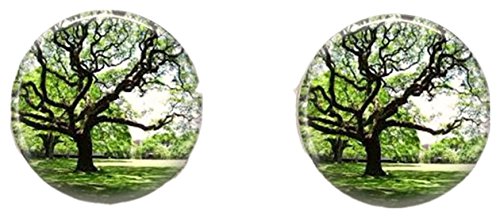 Bassin and Brown Grün/Brauner runder Baum Manschettenknöpfe von Bassin and Brown