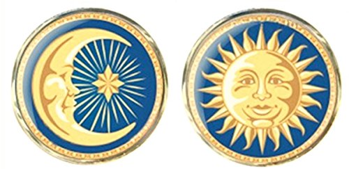 Bassin und Braun Herren Sonne und Halbmond Manschettenknöpfe – Blau/Gelb von Bassin and Brown