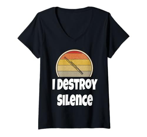 Damen Funny I Destroy Silence Fagott Player Band Funny Instrument T-Shirt mit V-Ausschnitt von Bassoon Player Gifts