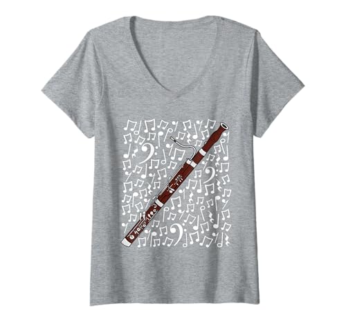 Damen Fagott Musiknoten Fagottist Musiker Orchester T-Shirt mit V-Ausschnitt von Bassoon Teacher Notation Bassoonist By DoodleRob