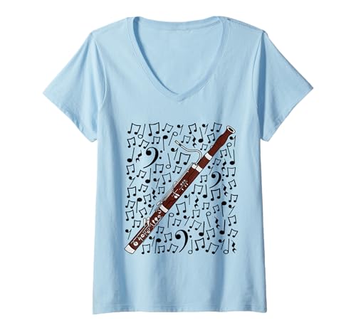 Damen Fagott Noten, Fagottist T-Shirt mit V-Ausschnitt Damen Fagott Noten, Fagottist T-Shirt mit V-Ausschnitt von Bassoon Teacher Sheet Music Musician By DoodleRob