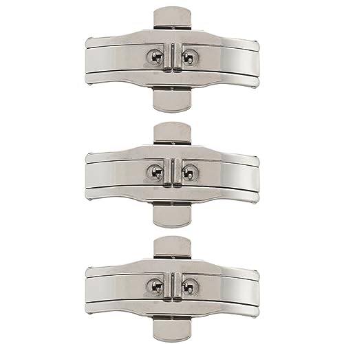 Bassulouda 3X Double Push Button Butterfly Verschluss Schnalle Silber für 21mm Uhrenarmband von Bassulouda