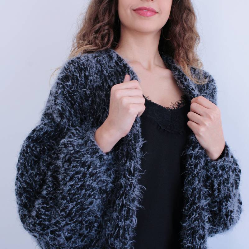 Handgestrickte Grobstrick Wolle Strickjacke Übergroße Open Front Pullover Mantel von BastKnitwear