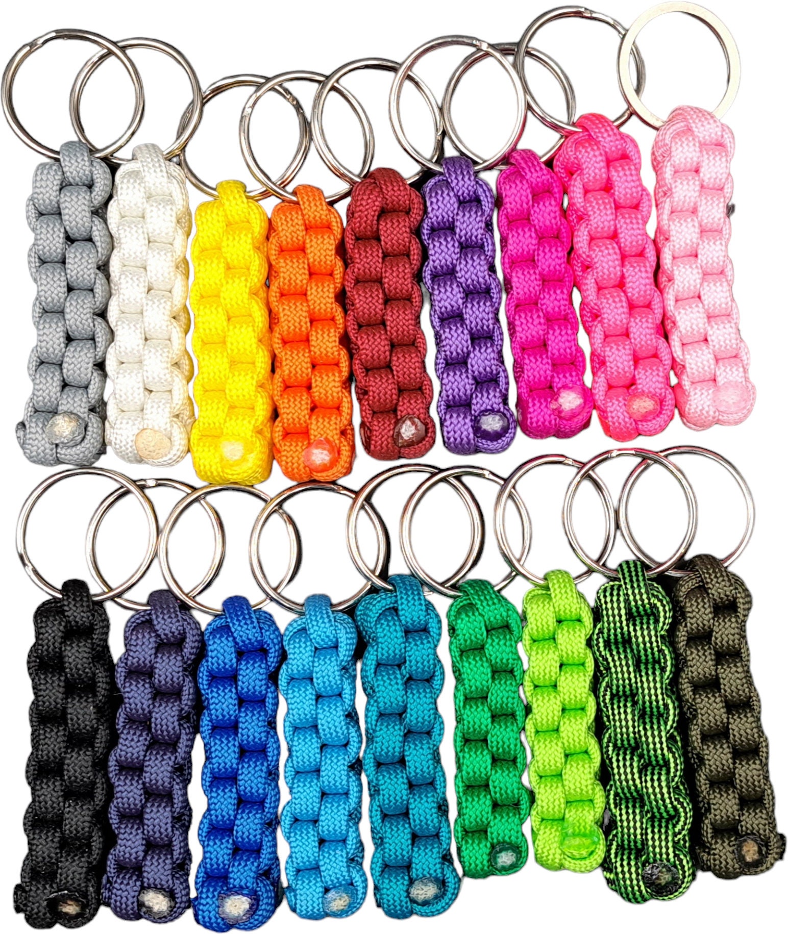 Handgefertigter Unifarbener Paracord-Schlüsselanhänger - Eckig, 5 cm Lang Ein Unikat Nach Ihrem Wunsch von Bastelland24