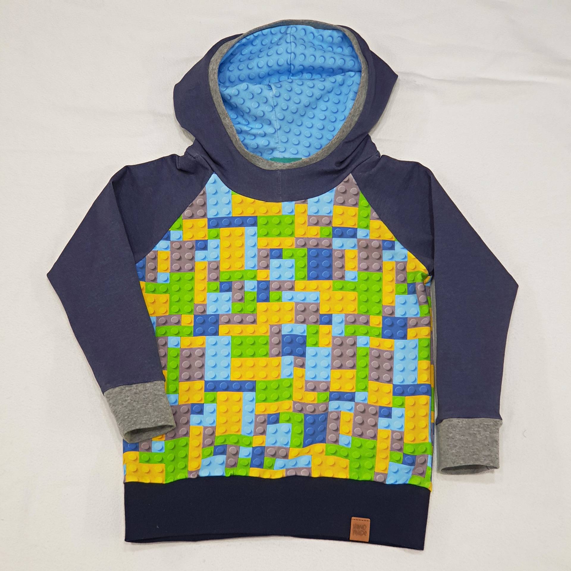 Gr.104 Kinderhoodie - Bricks Blau von Bastelsurium