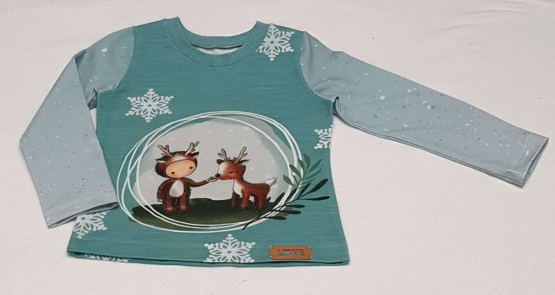 Longsleeve - Leni Snowflake Gr. 92/98 Farbe Mint von Bastelsurium