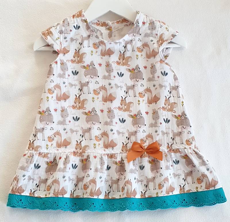 Tunika Gr. 86-92 - " Boho Waldtiere" Aus Musselin von Bastelsurium