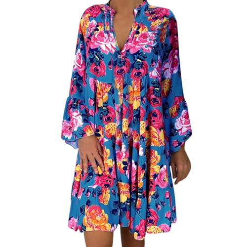 Bastwahl Damen Kleid V Ausschnitt Wickeloptik Transparente Lange Ärmel Blumenmuster Freizeitkleider Wrap Mini Dress Bastwahl Damen Kleid V Ausschnitt Wickeloptik Transparente Lange Ärmel Blumenmuster Freizeitkleider Wrap Mini Dress von Bastwahl