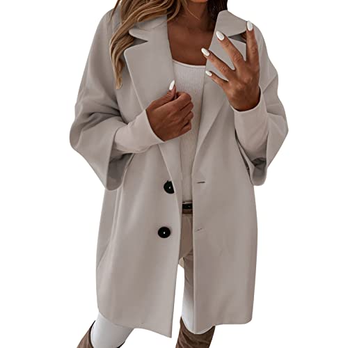 Bastwahl Herbstmantel Damen Lang - Wintermantel Einfarbig Damenmantel Windjacke Trenchcoat Zweireiher Langer Übergangsmantel Mit Taschen Mit Knöpfen Mantel Winddichter Jacke Cardigan von Bastwahl