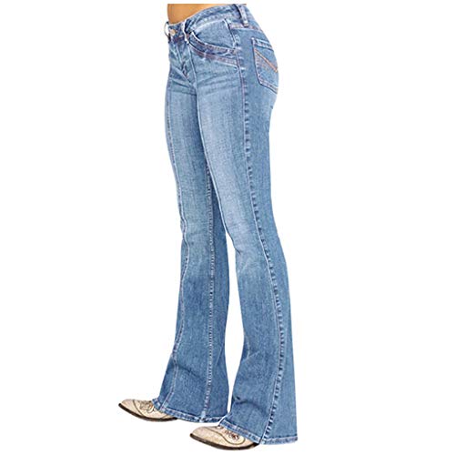 Bastwahl Multiblue Jeans Damen Casual Classics Jeanshose Freizeithose Schmale Beine Straight Distressed Jeans Schlaghose mit Gerissenem Bein Im Vintage 70er von Bastwahl