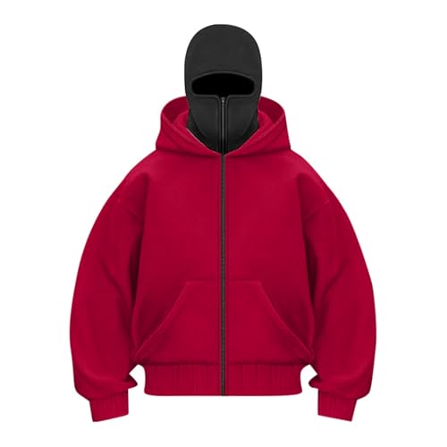 Bastwahl Ninja Hoodie Herren Schwarz mit Sturmhaube - Winter Wärme Pullover Hoodie mit Reißverschluss und Taschen Kapuzenpullover Sweatshirt Jacke Bastwahl Ninja Hoodie Herren Schwarz mit Sturmhaube - Winter Wärme Pullover Hoodie mit Reißverschluss und Taschen Kapuzenpullover Sweatshirt Jacke von Bastwahl