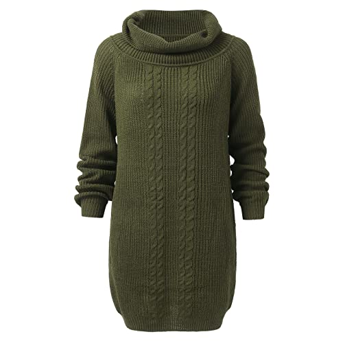 Bastwahl Pullover Damen, Einfarbige Wollpullover Winterkleid Casual Kleider Oberteile Strick Pulloverkleid Hoodiekleider Winter Sweatkleid Strickpullover Lang Sweater Hoodie Elegant Strickkleid von Bastwahl