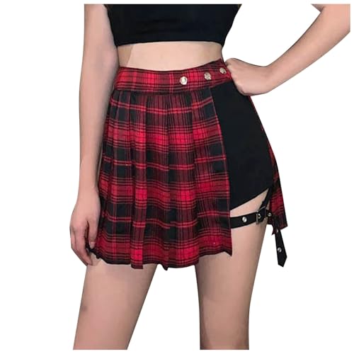 Bastwahl Rock Mit Hose Drunter, Damen Hosenrock Kurze Hose Culottes Hosen Casual Minirock Asymmetrisch Röcke Mit Schnalle Gothic Faltenrock Schwarz… von Bastwahl