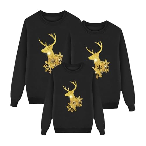 Bastwahl Weihnachtspullover Familie Set Damen Herren Kinder Lustig Weihnachtspulli Ugly Christmas Sweater Rundhals mit Reindeer Unisex Weihnachts Pullover Pärchen Weihnachtsoutfit von Bastwahl