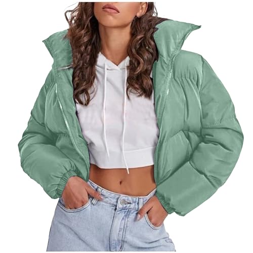 Bastwahl Winterjacke Damen Puffer - Puffer Jacke Kurz Schwarz Winter Warm Gesteppte Dicke Winterjacke Warm Jacken Für Teenager Mädchen Herbstjacke Ubergangs Damen-Jacken Outdoor Langarm-Baumwolljacke von Bastwahl