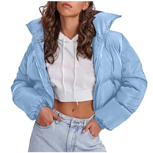 Bastwahl Winterjacke Damen Puffer - Puffer Jacke Kurz Schwarz Winter Warm Gesteppte Dicke Winterjacke Warm Jacken Für Teenager Mädchen Herbstjacke Ubergangs Damen-Jacken Outdoor Langarm-Baumwolljacke von Bastwahl