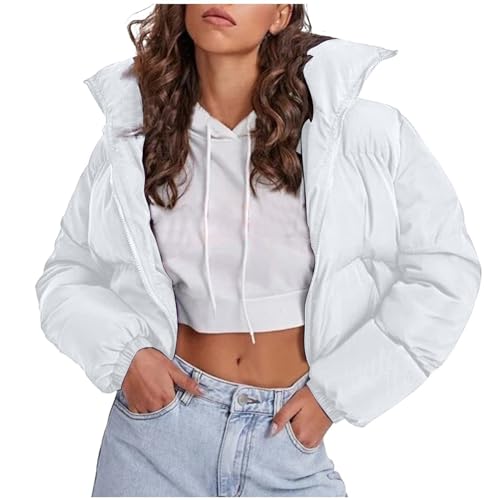 Bastwahl Winterjacke Damen Puffer - Puffer Jacke Kurz Schwarz Winter Warm Gesteppte Dicke Winterjacke Warm Jacken Für Teenager Mädchen Herbstjacke Ubergangs Damen-Jacken Outdoor Langarm-Baumwolljacke von Bastwahl
