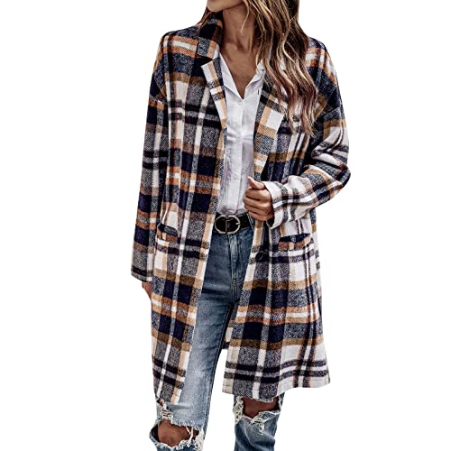 Bastwahl Wollmantel Damen Lang Kariert Stehkragen Winter - Trenchcoat Lässige Revers Vintage Jacke Plus Größe Tartan mit Tasche Jacke Wolle Wintermantel Warmer Übergangsjacke Outwear Bastwahl Wollmantel Damen Lang Kariert Stehkragen Winter - Trenchcoat Lässige Revers Vintage Jacke Plus Größe Tartan mit Tasche Jacke Wolle Wintermantel Warmer Übergangsjacke Outwear von Bastwahl